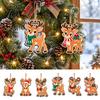 Reindeer Hanging Charms 6Pcs Wooden Christmas Ornament, Cute Deer Decor Rustic with Jute String, Holiday Tree Pendant for Home Shop Natural