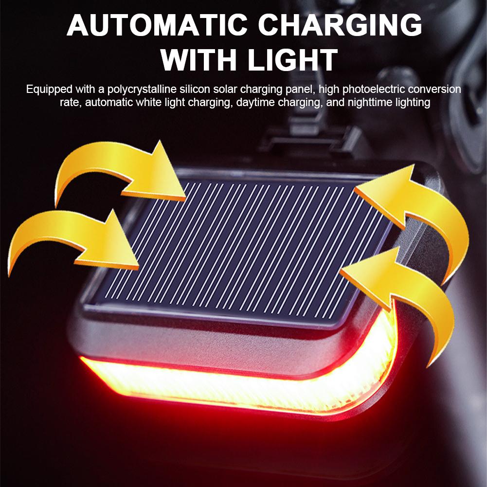 Задний фонарь для велосипеда на солнечной батарее, водонепроницаемый, для горного шоссейного велосипеда, с зарядкой через USB, предупреждающий задний фонарь для езды на велосипеде на открытом воздухе