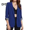 Женский пиджак с отворотом, длинный рукав, однотонный пиджак на одной пуговице, свободный крой, весна-осень, деловая верхняя одежда
