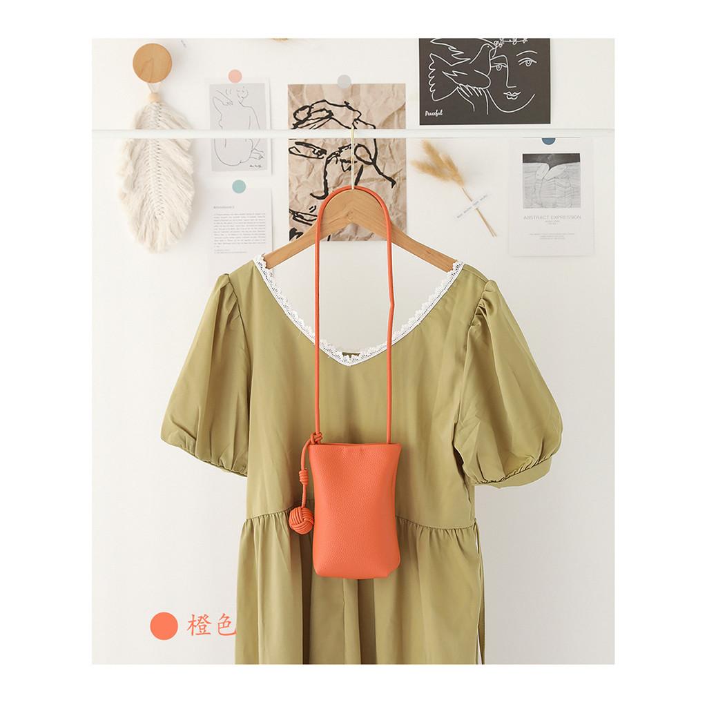 Ielgy Korean Version Summer All-Match Soft Leather Mobile Phone Bag Portable Shopping Small Shoulder Bag Retro Lychee Pattern Shoulder Crossbody