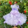 Fine Handmade Pet Dog Clothes Fashion Luxury Lace Flower Long Tail Cake Dresses For Small Medium Dog Wine Red Purple Puppy Dress