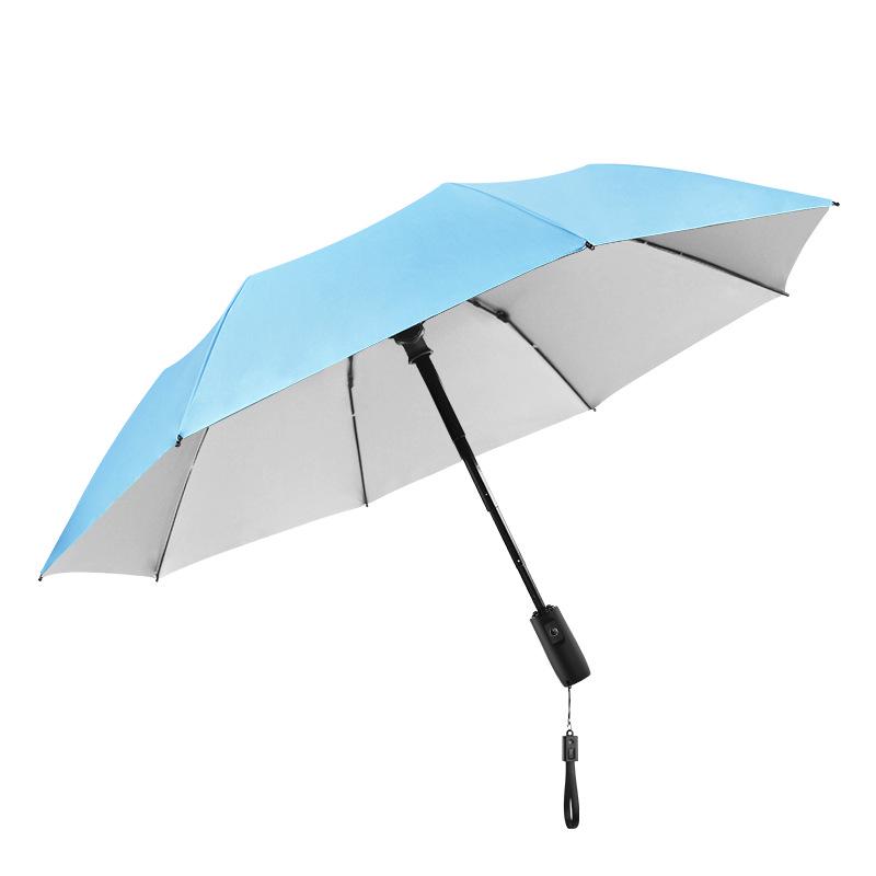 Men's High-End Folding Umbrella with Cooling Fan, Charging Sunscreen, Sunshade, and Rain Protection.