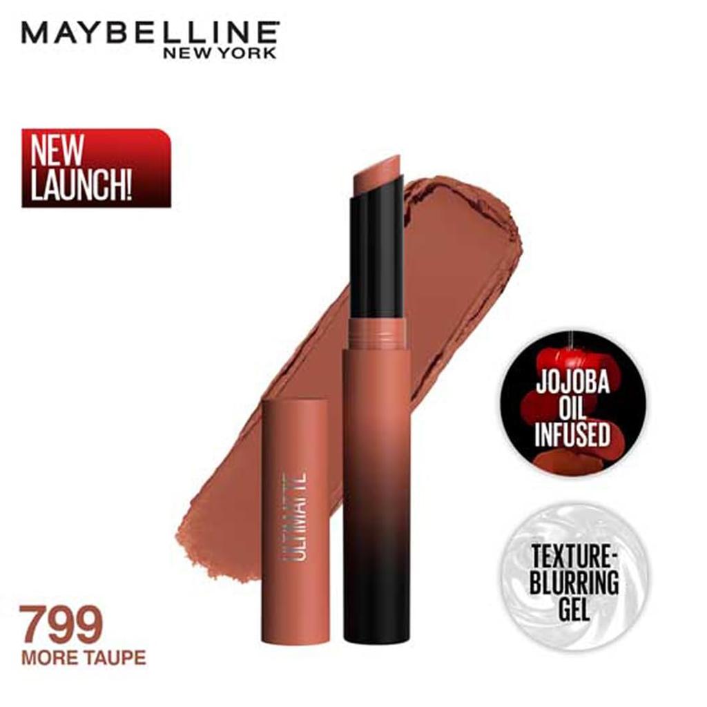 Maybelline Губная помада New York Color Sensational Ultimattes 799 More Taupe Матовый финиш Насыщенный цвет 1,7 г Упаковка 1 шт. Стойкая губная помада для женщин