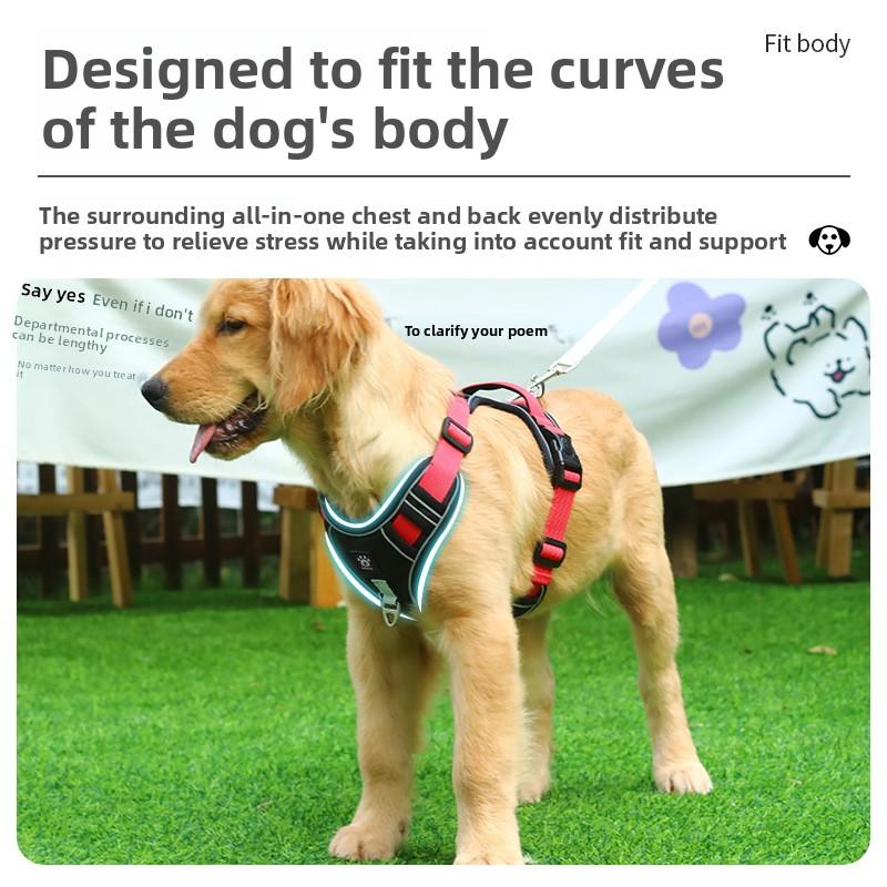 Большой поводок для собаки, Золотистый ретривер или Лабрадор, Тип жилета, Нагрудный и спинной ремень, Взрывозащищенный и регулируемый нагрудный и спинной поводок