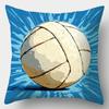Double-Sided Printed Throw Pillow Covers, Retro Soccer Volleyball Basketball Baseball Print Cushion Cases, Sports Fan Home Decor