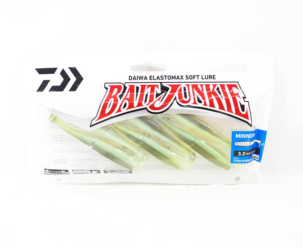 Daiwa Soft Lure Bait Junkie Minnow 3.2 Inch 6 Per Pack Pearl WM UV (3016)