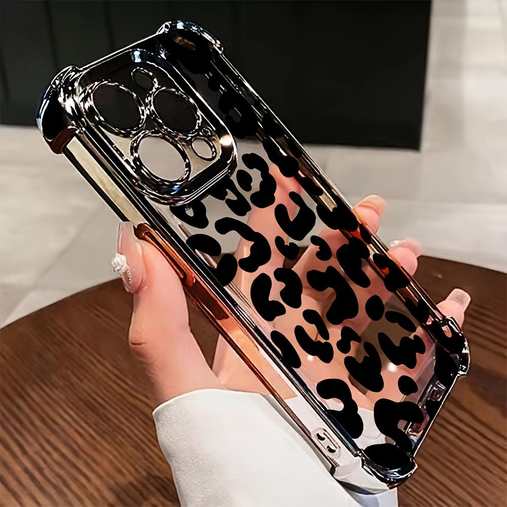 Прозрачный чехол для телефона с леопардовым принтом, подходит для iPhone 17,16,15,14,13,12,11 Pro/Max/Plus, противоударная задняя крышка