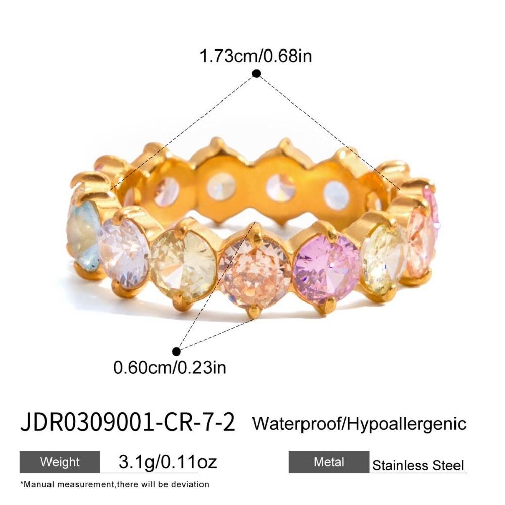 Purple Zircon Ring Rose Red Stackable Ring Fashion Stainless Steel Ring  Simple Design