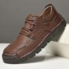 Мужская кожаная обувь, повседневная обувь на плоской подошве со шнуровкой