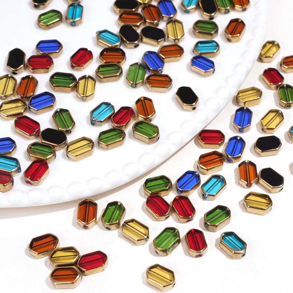 5-10 шт. Стеклянные золотые бусины прямоугольной формы, хрустальные бусины для DIY браслета, ожерелья, изготовления ювелирных изделий, украшения