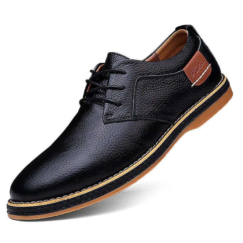 Fashion Men Oxfords Genuine Leather Dress Shoes 2025 Lace Up Italian Mens Casual Shoes Luxury Brand Moccasins Loafers Plus Size 38-48