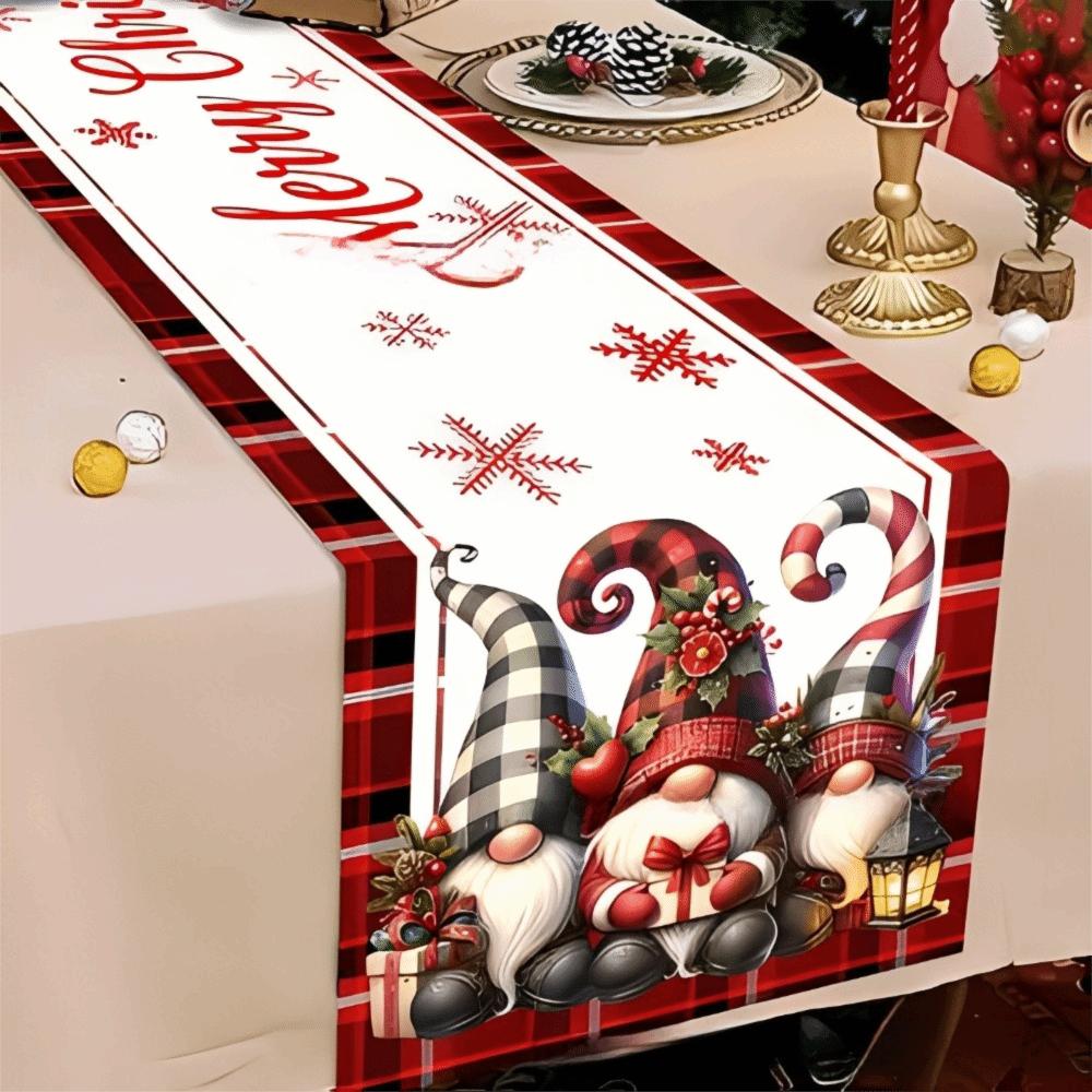 Cotton Linen Blend Christmas Table Runner Rectangular Shape Christmas Tablecloth  Dining Table