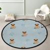 Cute Pug Dog Crystal Velvet Round Rug,Cartoon Dog Print Non-Slip Floor Mat for Living Room, Bedroom, Home Decor, Circle Area Rug