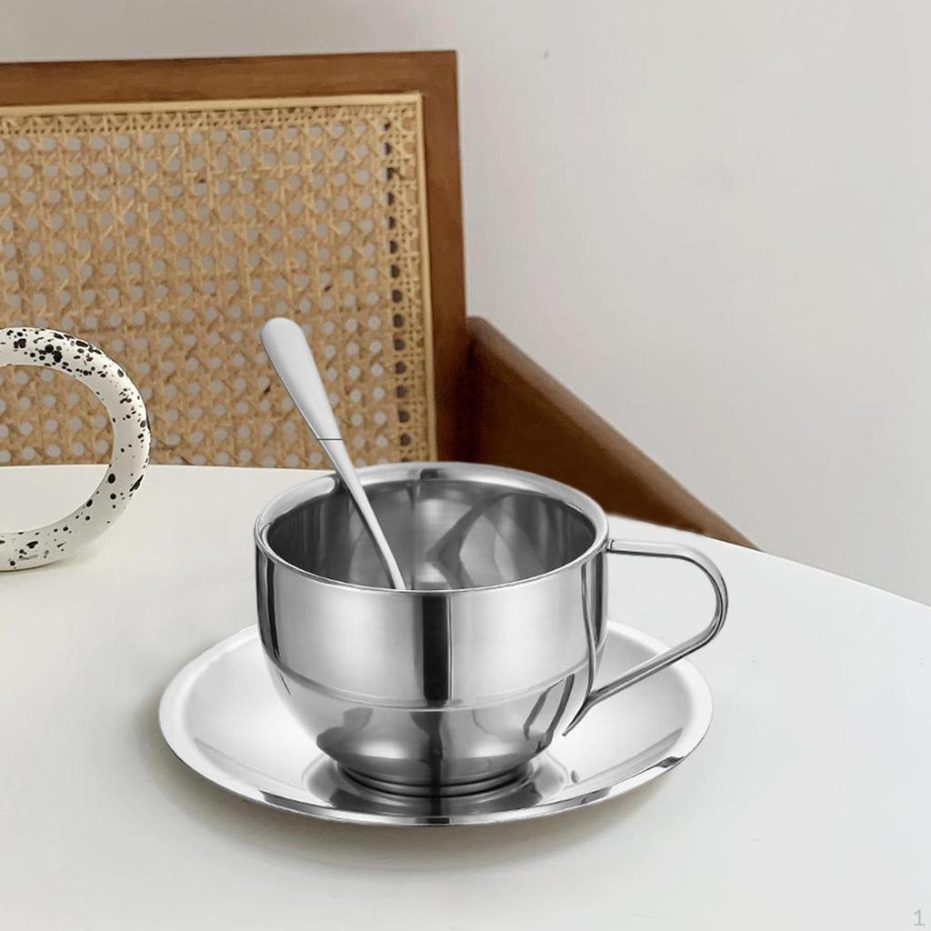 Небьющийся капучино с двойными стенками, блюдцем и ложкой для кофе