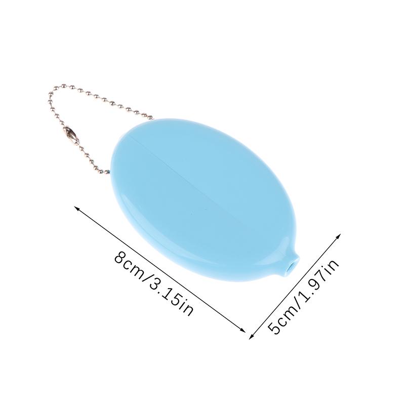 Solid Color PVC Fashion Portable Bag Pendant Small Oval Coin Purse Mini Earrings Rings Storage Box With Chain