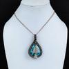 Blue Turquoise Handmade Gemstone Pendant, 999 Copper Wire Wrapped Antique Jewelry Pendant, For Engagement Gift