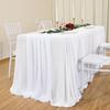 Hot,Chiffon Table Runners With 2 White Ribbons Bridal Party Romantic Wedding Reception Decorations (