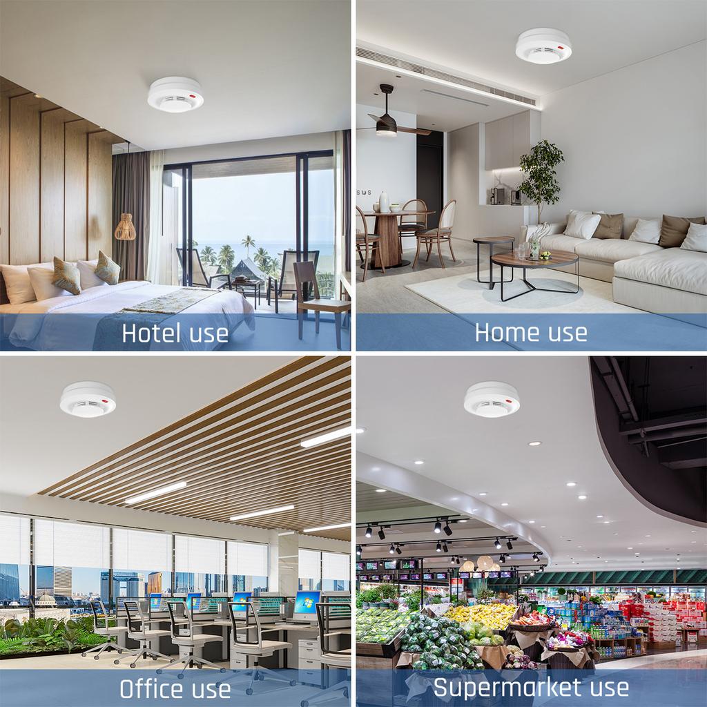 WiFi Smart Smoke Detector Fire Smoke Alarm Auto-Check Tuya App 360 Degree Detection Remoting