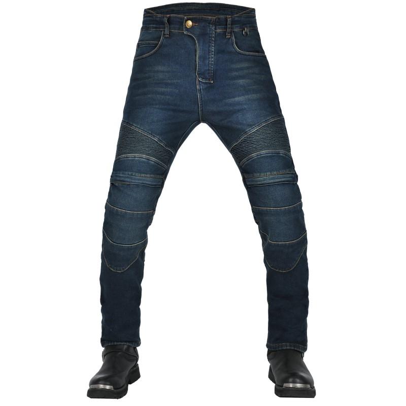 Mens Motorcycle Riding Pants Winter Warm Fleece Lined Biker Jeans With Silicone Knee Protection