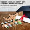 Wooden Aircraft Ornament Money Holder Holes Handcraft Fine Workmanship Airplane Birthday Money Gift