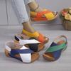 Fashion New Women's Contrast Color Wedge Sandals Summer Peep Toe Non Slip Beach Shoes Woman Comfortable Platform Roman Sandalias Mujer