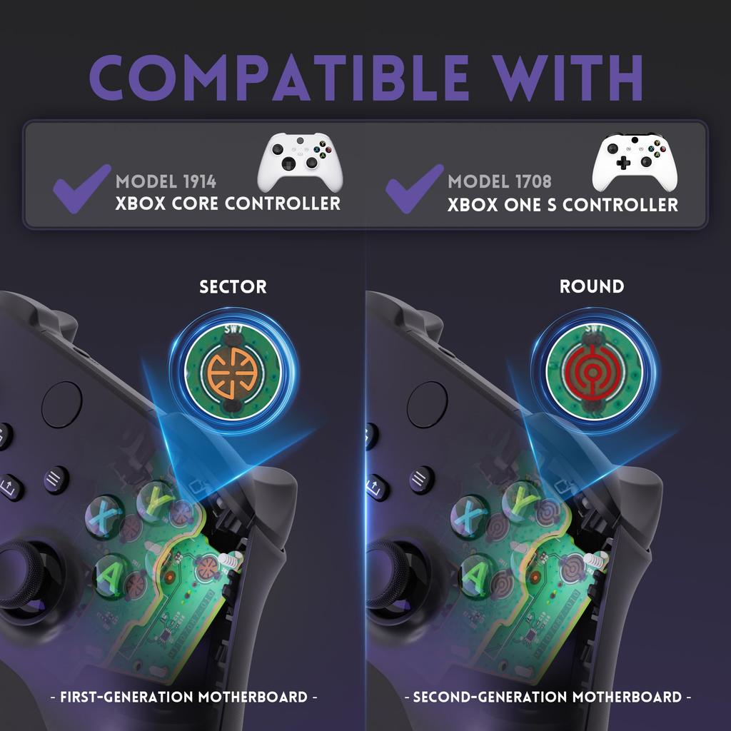 eXtremeRate ABXY Clicky Kit V2 for Xbox Custom ABXY Key Mouse Clicky Kit for Xbox Series Model Action Button Clicky Kit for Xbox One Model 1708 Core,