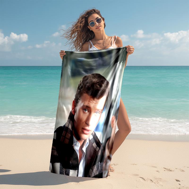French legendary rock singer and actor Johnny Hallyday towel outdoor camping vacation swimming beach towel outdoor absorbent bath towel Y1