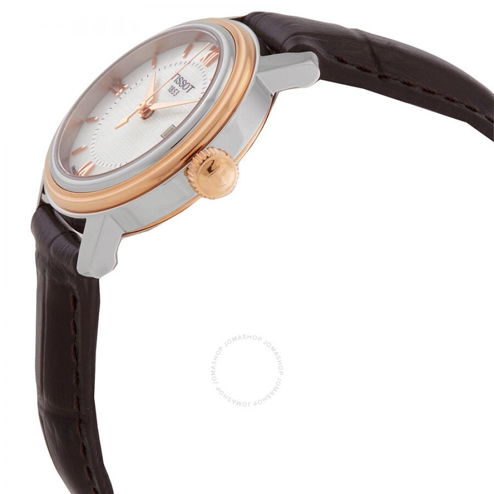 Tissot Bridgeport Quartz White Mother Of Pearl Dial Brown Leather Band Stainless Steel Case Ladies Watch T097.010.26.118.00