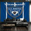 Bastia Crest Blue Custom Name Wall Tapestry Aesthetic Wall Hanging Printed Fabric Blanket Decorative Tapestries For Bedroom Living Room Home Decor