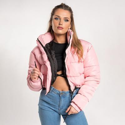 Женское пальто с хлопковой подкладкой, легкая однотонная теплая куртка с затягивающимся шнурком, воротником-стойкой, застежкой-молнией, короткая подкладка