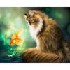 Diamond Painting Gold Fish Cat Modern Home Decoration Full Round Diamond Embroidery Weeding