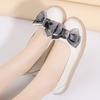 Leather Upper Women Sneaker Shoes Autumn  Heel Height 2.5cm Flats Shoes For Women Bowknot  Slip On Girl School Shoes