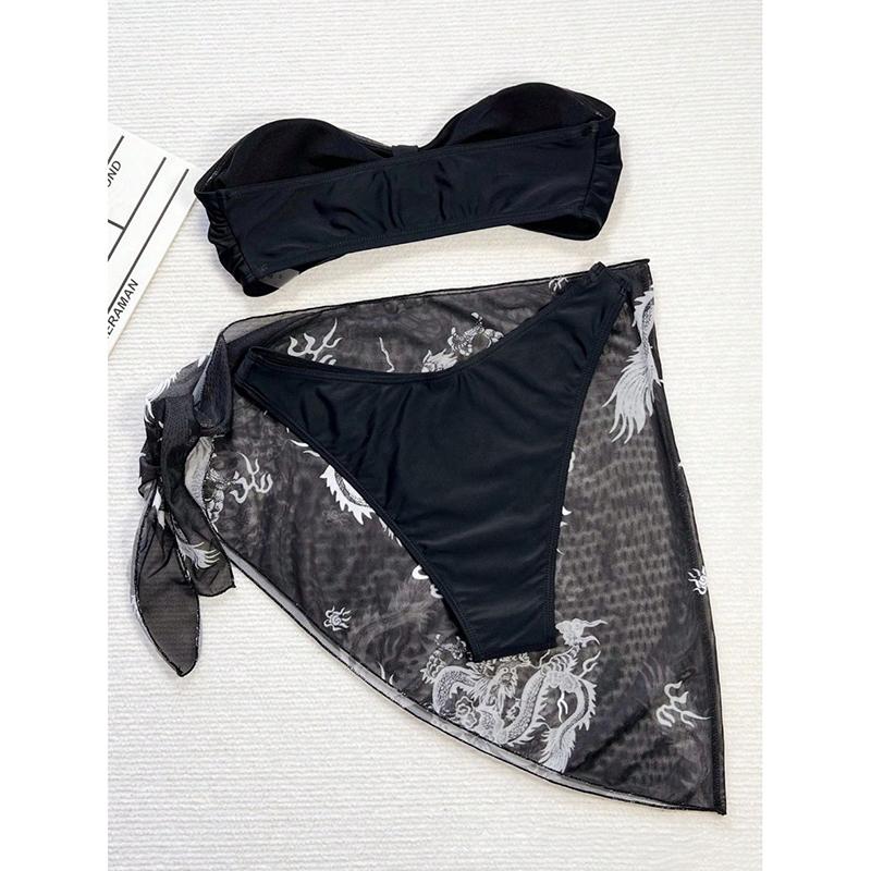 Women Swimwear With Skirt Metal Star Bikini Female Swimsuit Three-pieces Bikini Set Bather Bathing Suit Swim