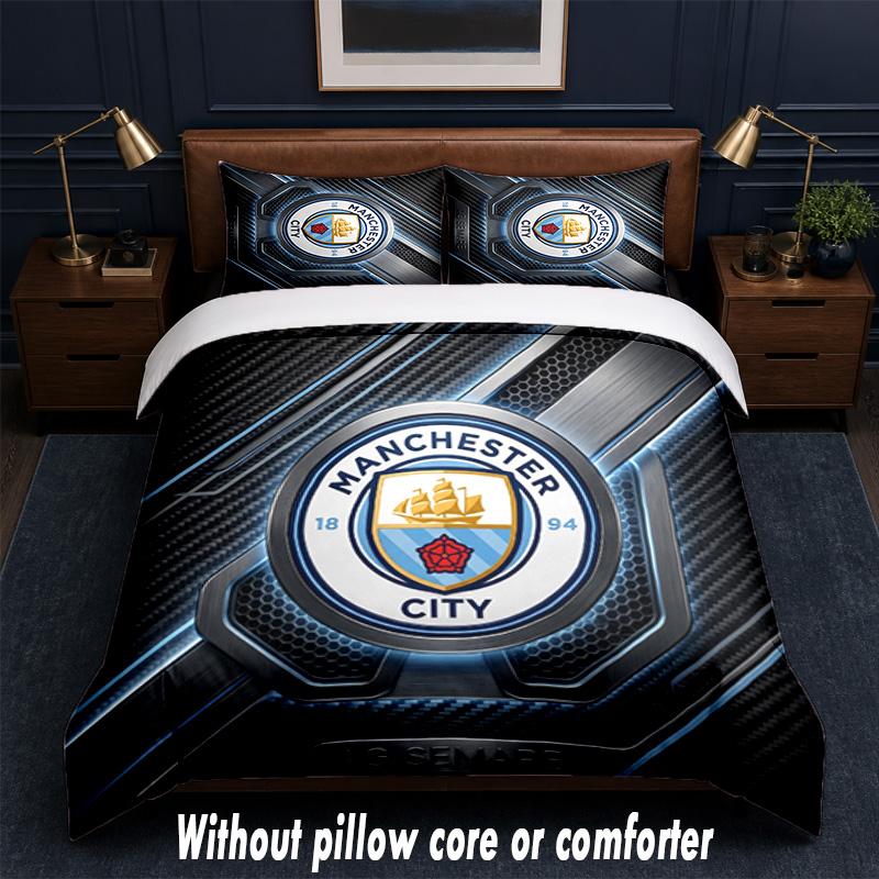 Manchester City Design Bed Bedding Set 1 Duvet Cover + 2 Pillowcases Soft Breathable Household Bed Linens
