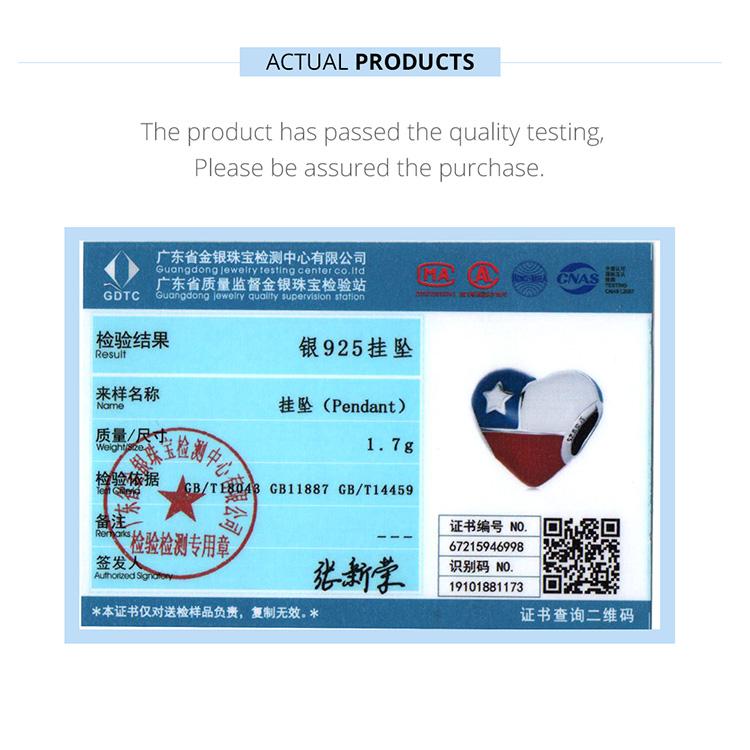 WOSTU Подвеска из стерлингового серебра 925 пробы в форме сердца с чилийским флагом, подходит для оригинального браслета 3 мм, женские украшения