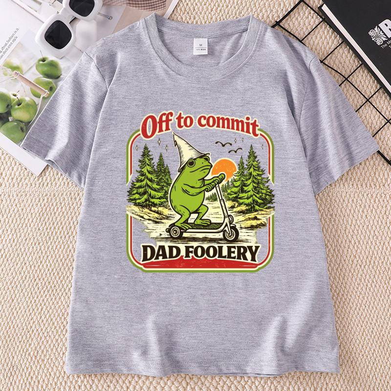 Dad Frog Off To Commit Tshirt Funny Frog Scooter T Shirt Pregnancy AnnounceUnisext Tee Oneck Short Sleeve Printed Clothes