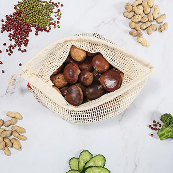 Shopping Bag Reusable Large Capacity Cotton Fruit Vegetable Produce Mesh Tote for Outdoor