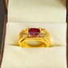 Ruby Oval Cut With 925 Sterling Silver Gold Plated Ring For Men's #B520 JL375684095927