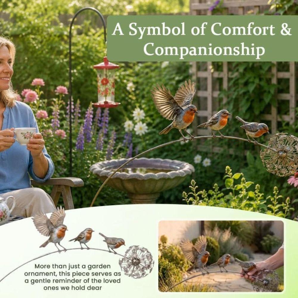 Weather Resistant Robin Garden Stake Metal Bird Plant Stake New Bird Garden Stake Patio Decor