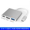 3 в 1 USB C HUB TYPE-C к адаптеру HDMI TYPE C Удлинительный кабель Конвертер USB 3.0 HDMI-совместимый адаптер для ПК, ноутбука Macbook