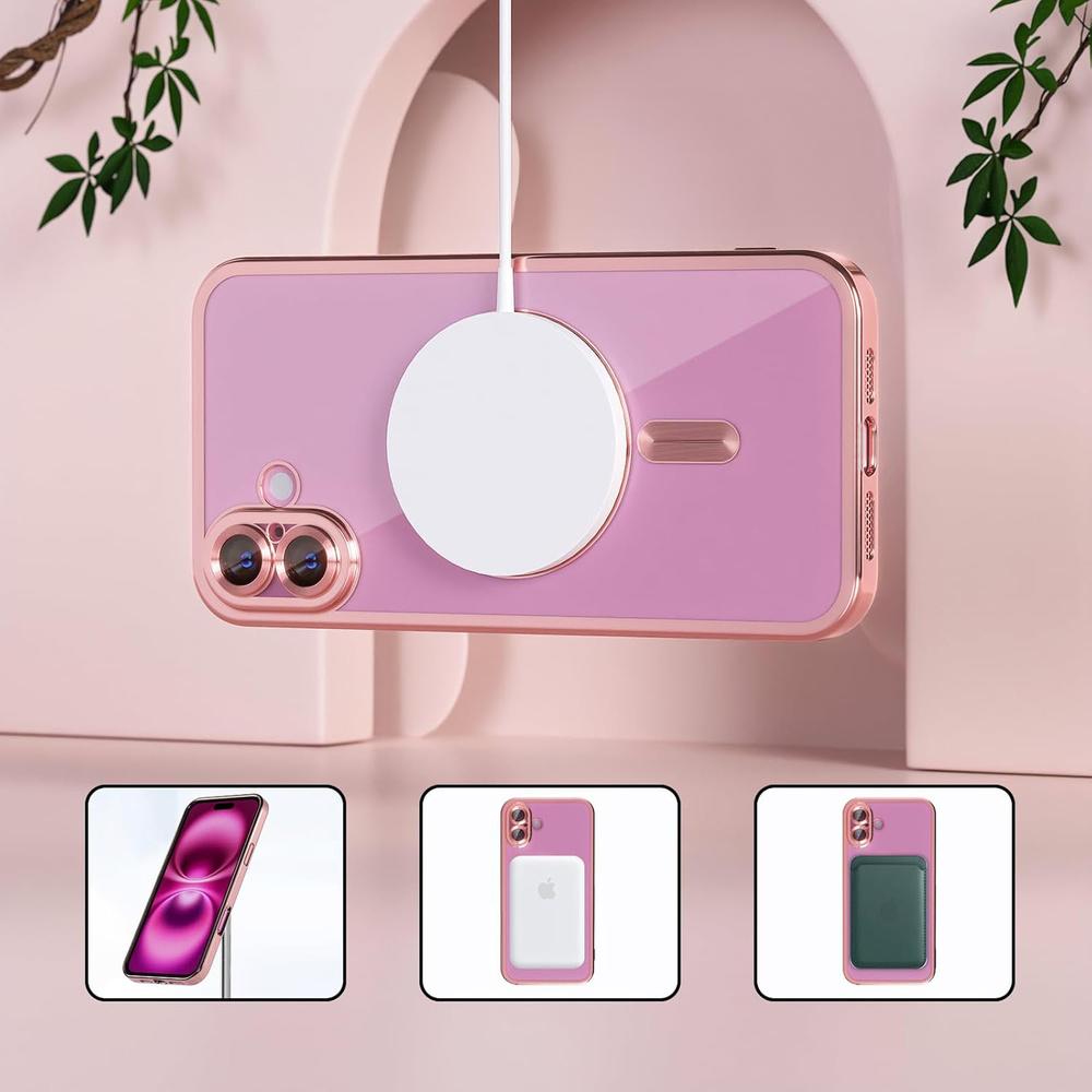 iPhone 16 Plus Case, Electro MagSafe, Pink + Screen Protector