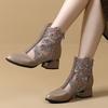 Модная женская обувь GKTINOO, кружевная, из натуральной коровьей кожи, весенне-летние модные ботинки, толстый каблук, круглый носок, ботильоны, обувь большого размера 35-43