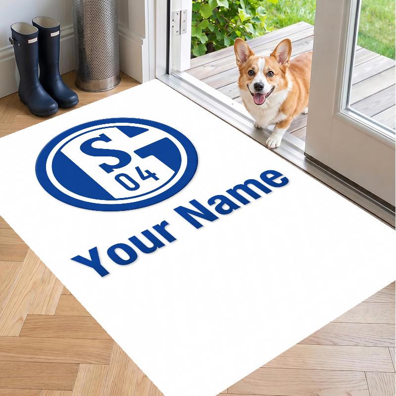 Custom Name Schalke 04 Crystal Velvet Floor Rug Personalized Text Soft Carpet Home Decor
