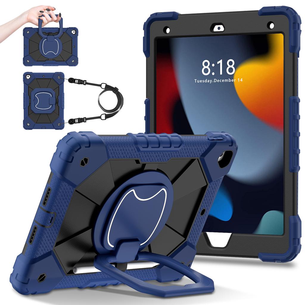 Rotating Heavy Duty Case for IPad 10.2 2019 2020 2021 7th 8th 9th Generation Armor Stand Cover with Handle Grip Shoulder Strap