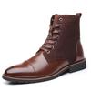Новые дизайнерские модные повседневные ботинки для мужчин большого размера однотонные на шнуровке осенне-зимние ботильоны мужская дизайнерская кожаная обувь мужская