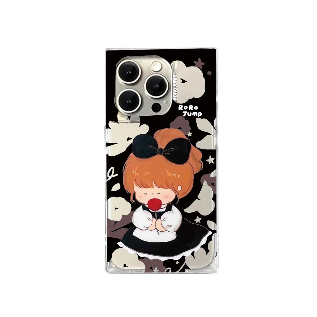 Clear Square Back Tube Case Protection For iPhone 14 Pro Max 15 Plus 11 16 ProMax 13 12 Anti-Oxygen,Cute Little Girl Pattern Casing