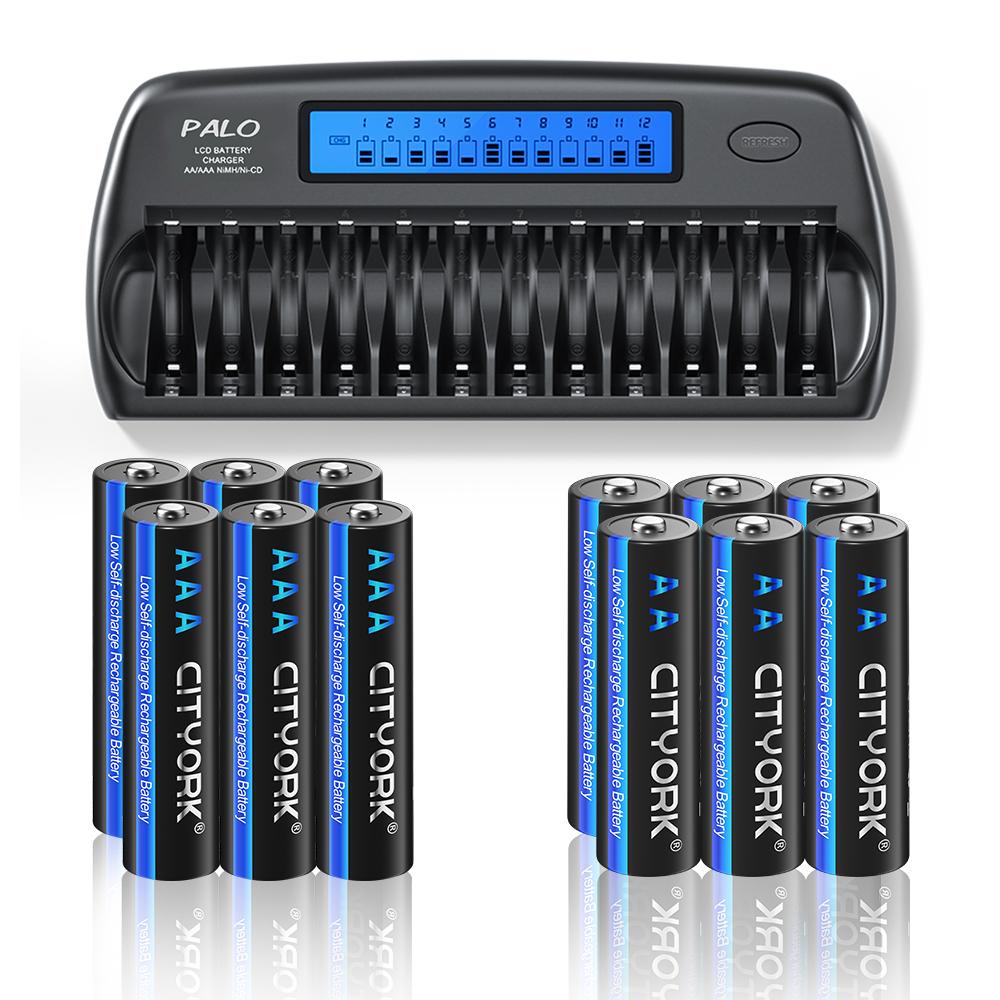 CITYORK 1.2V AA AAA NiMH Перезаряжаемые Батареи 2A 3A С 12 Слотами Быстрое Умное Интеллектуальное Зарядное Устройство для 1.2V AA AAA Батарей