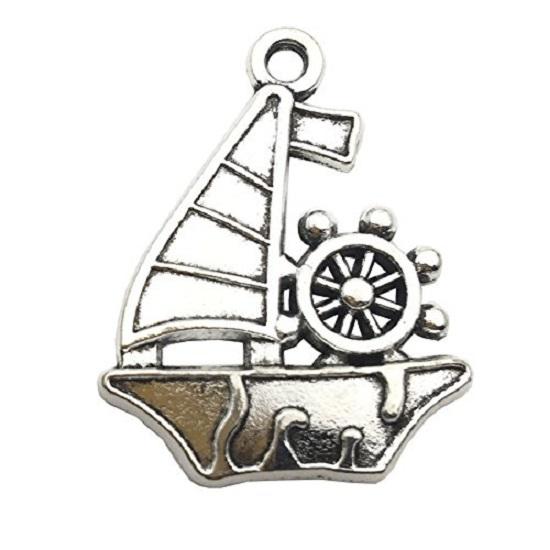 50 Pcs Craft Supplies Nautical Ship Wheel Anchor Lig Charms Pendants for Crafting, Jewelry Findings Making Accessory For fIY Necklace Bracelet