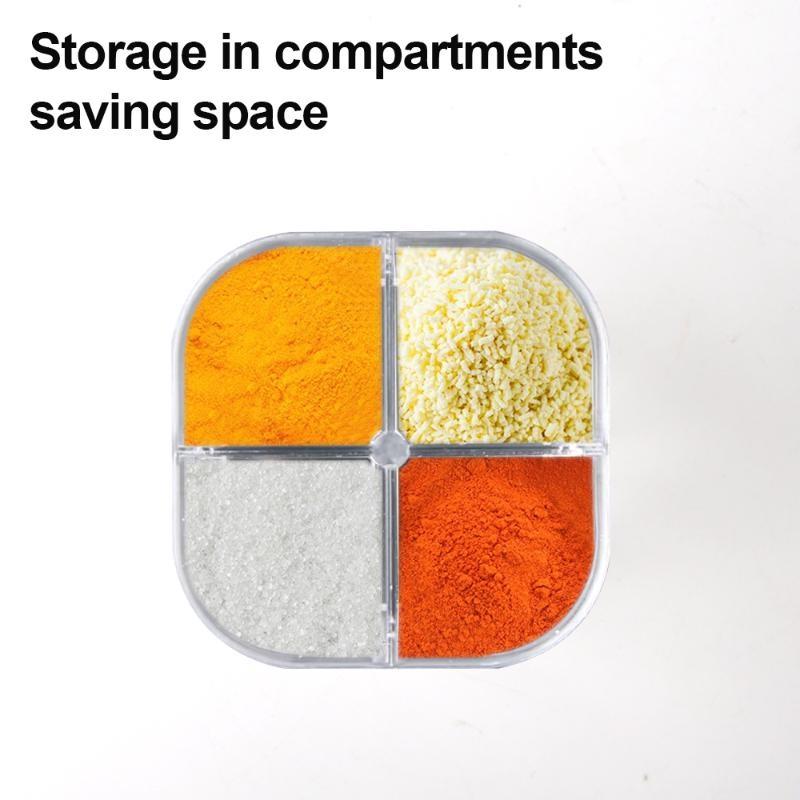 4-в-1 банка для приправ с крышкой, прозрачный дозатор для специй, 4 грамма, соль для приготовления на открытом воздухе, портативная разделенная коробка для приправ