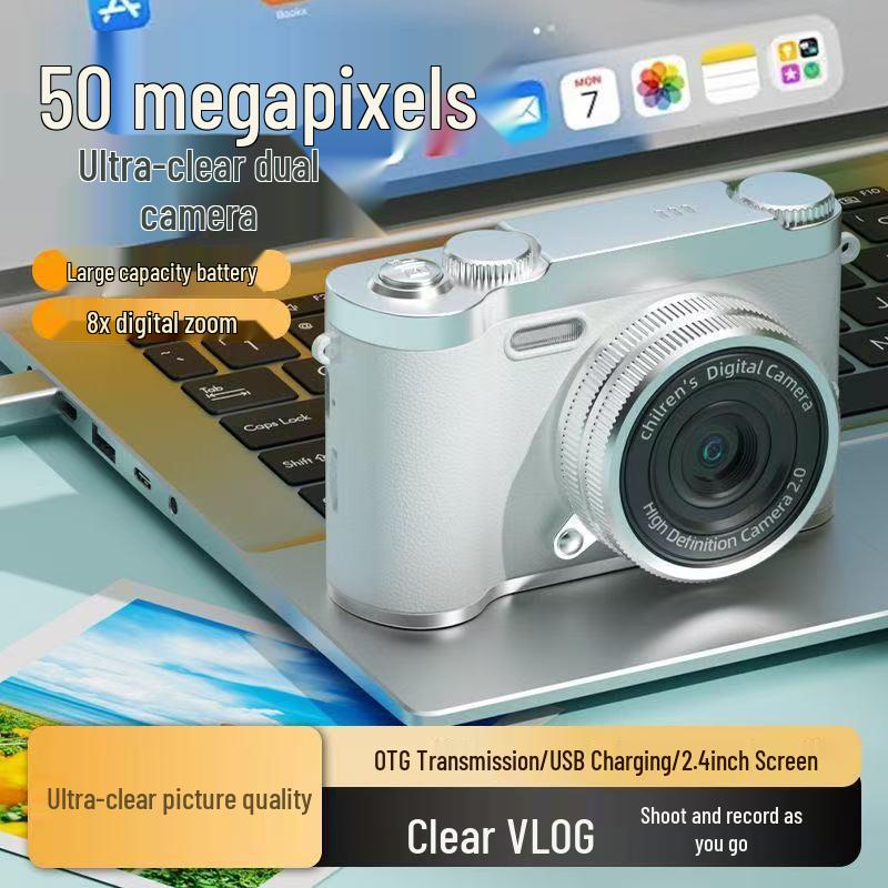 HD Dual Lens Retro Digital Camera with CCD Sensor for Travel, Campus, and Vlogging - Phone Upload Compatible